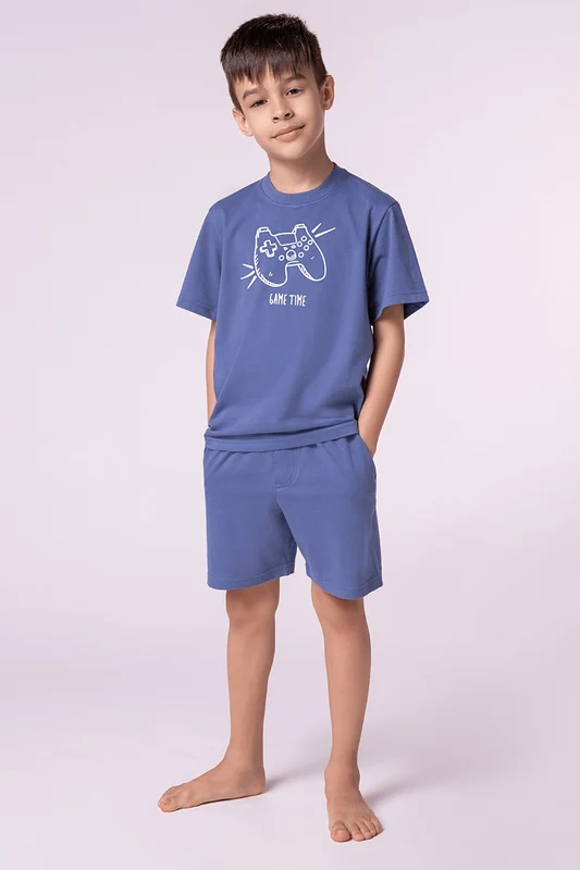 Pijama Curto Game Time Infantil Masculino Lupo Azul / 12 anos