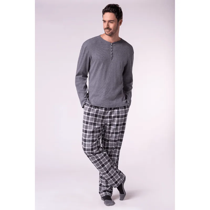 Pijama Lupo AM Familia Xadrez Tamanho: XG (48 a 50) | Cor: Chumbo Mescla