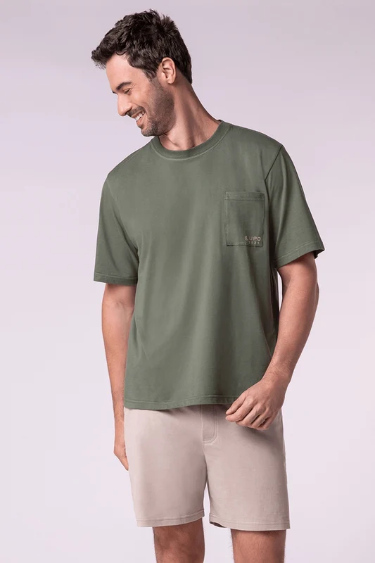 Pijama Curto Moletinho Masculino Lupo Cacto / GG (48 a 50)