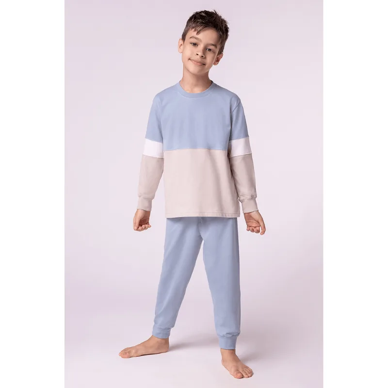 Pijama Lupo KM Recortes Tamanho: 08 anos | Cor: Azul Pastel - Lupo