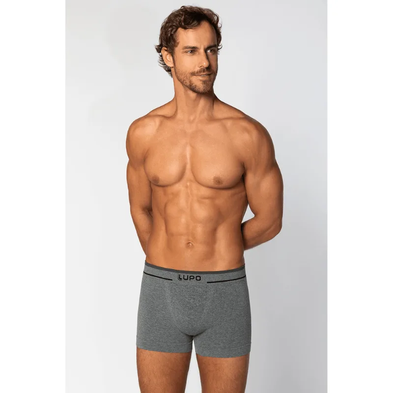 Cueca Boxer Sem Costura Masculina Lupo Tamanho: GG (50 a 52) | Cor: Cinza Mescla