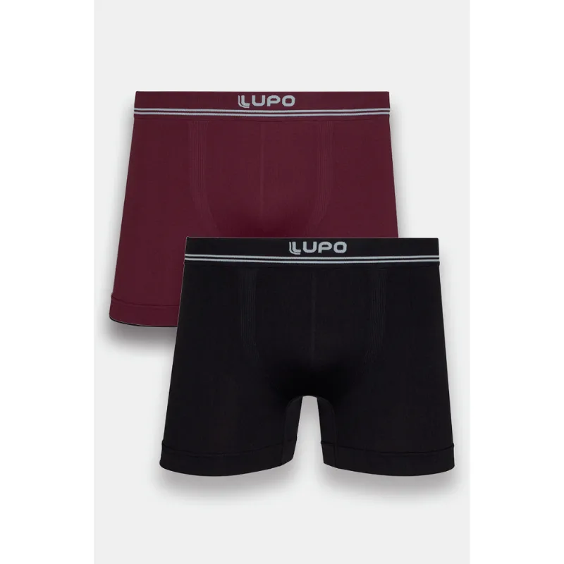 Kit 2 Cuecas Boxer Adulto Sem Costura Tamanho: P (38 a 40) | Cor: Preto, Vinho