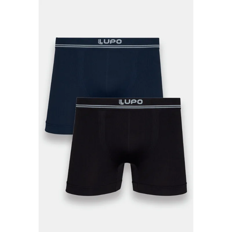 Kit 2 Cuecas Boxer Adulto Sem Costura Tamanho: GG (50 a 52) | Cor: Blue Nigths, Preto