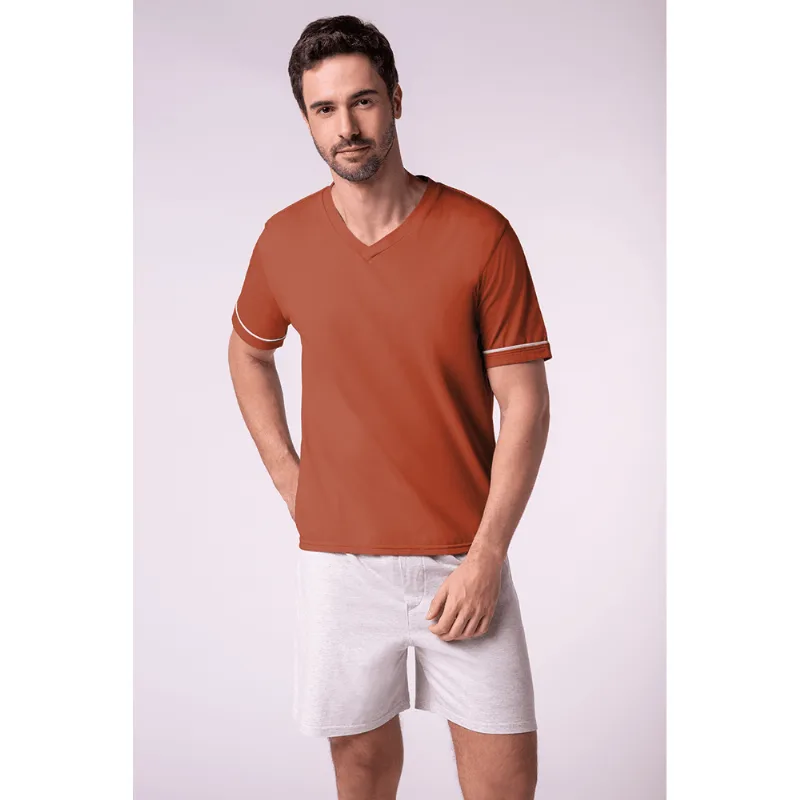 Pijama Curto Masculino Lupo Tamanho: P (38 a 40) | Cor: Nude Bronze