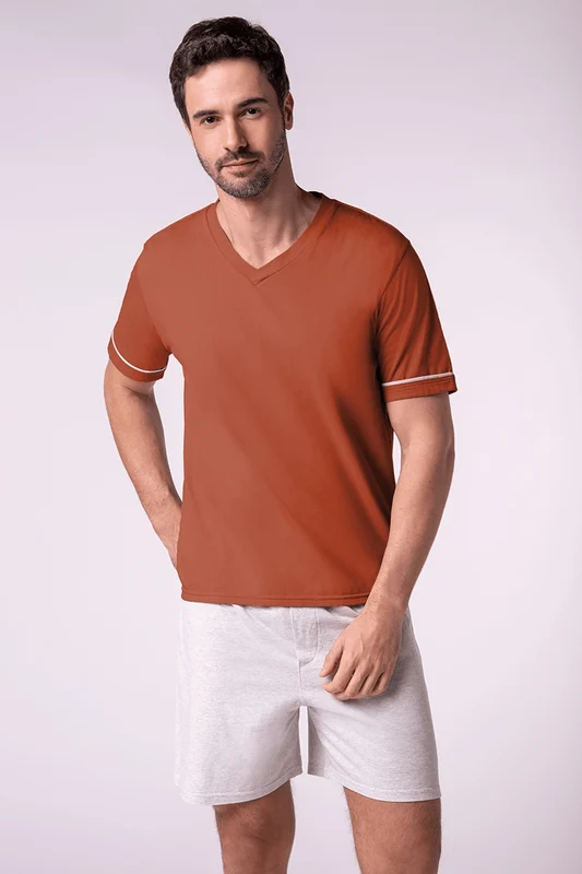Pijama Curto Masculino Lupo Nude Bronze / XXG (54 a 56)