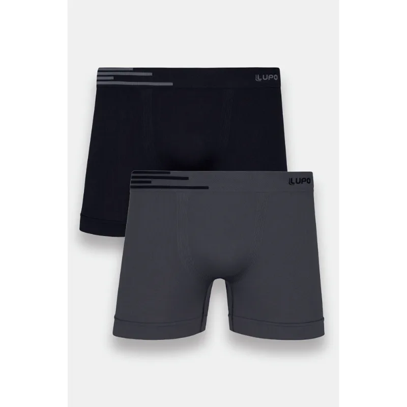 Kit 2 Cuecas Boxer Adulto Sem Costura Tamanho: G (46 a 48) | Cor: Grafite, Preto