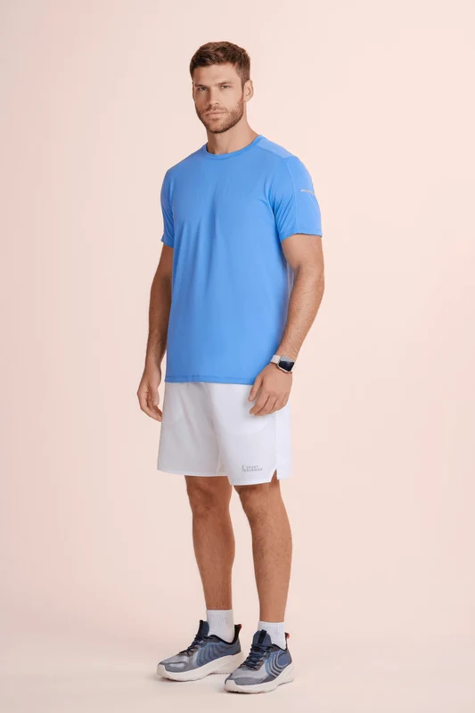 T-shirt Poliamida Básica Run Masculina Azul Leblon / G