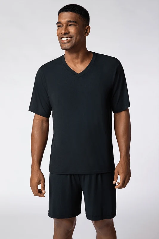 Pijama Lupo AM Curto Modal Preta / GG (48 a 50)