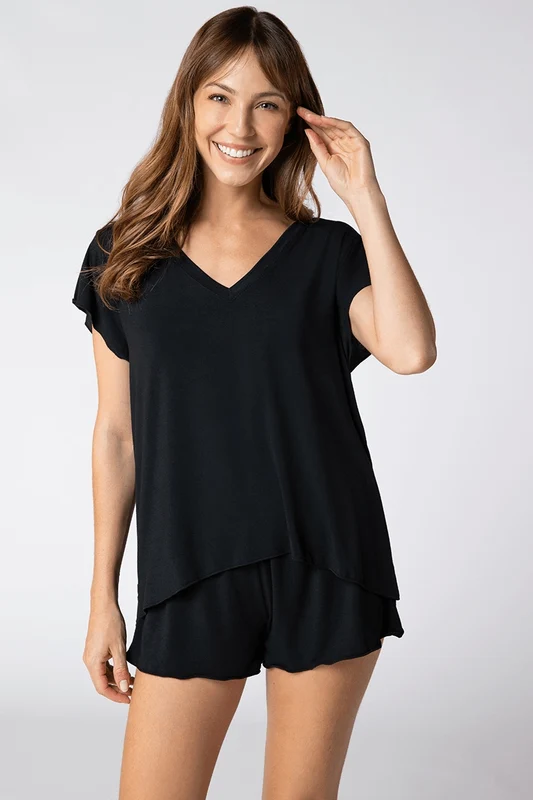 Pijama Curto Modal Feminino Lupo Preta / P (36 a 38)
