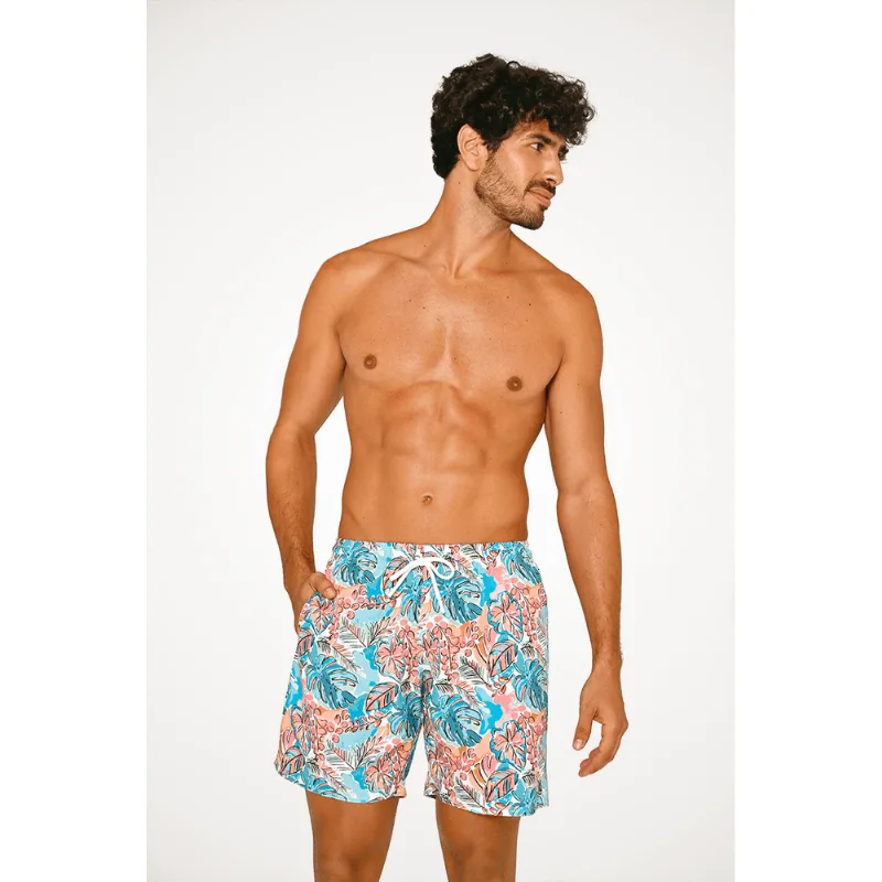 Short Beachwear Estampado Masculino Lupo Tamanho: GG | Cor: Coral