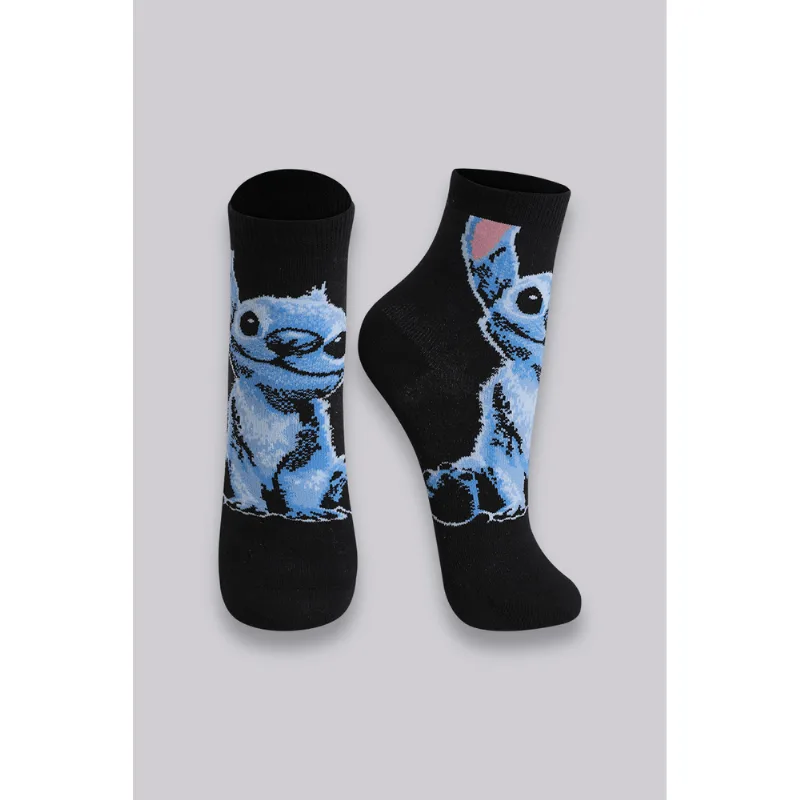 Meia Disney KU Filme Stitch Tamanho: 810 (Calçados 30 a 36) | Cor: Preto
