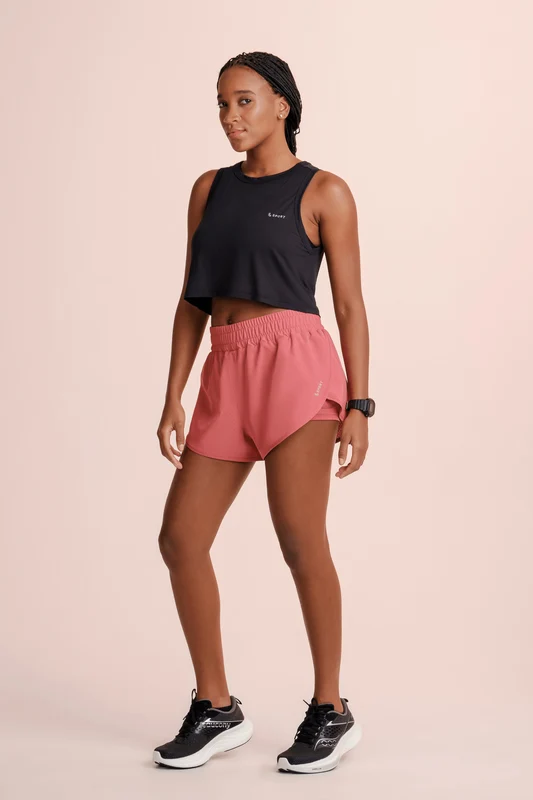 Shorts Duplo Running Feminino Goiaba / G