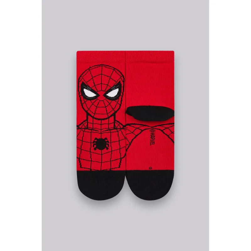 Meia Cano Médio Homem-Aranha Infantil Masculina Lupo Tamanho: 30 a 36 | Cor: Vermelho