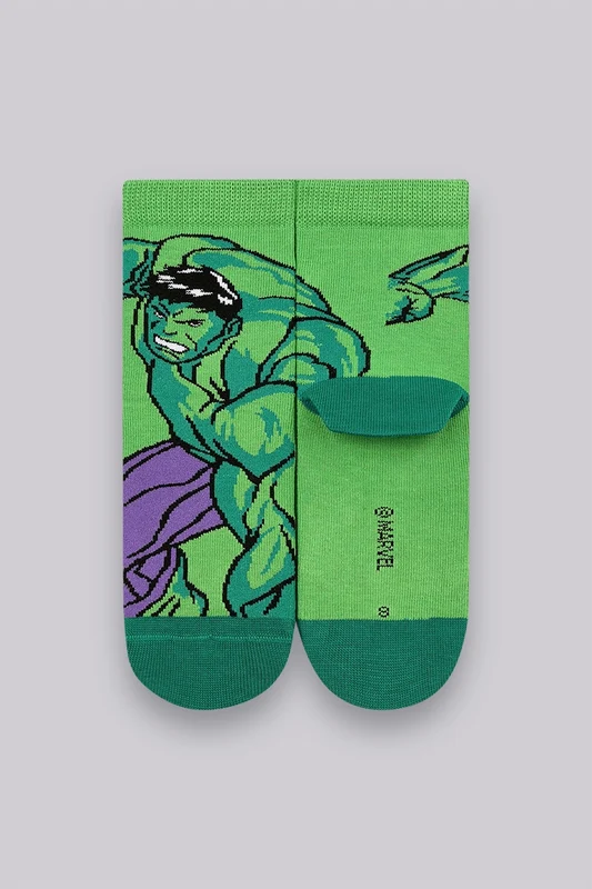 Meia Cano Médio Vingadores Infantil Masculina Lupo Verde / 24 a 29