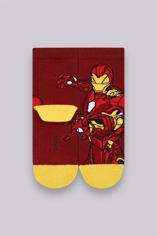 Meia Cano Médio Vingadores Infantil Masculina Lupo Vermelho Queimado / 24 a 29