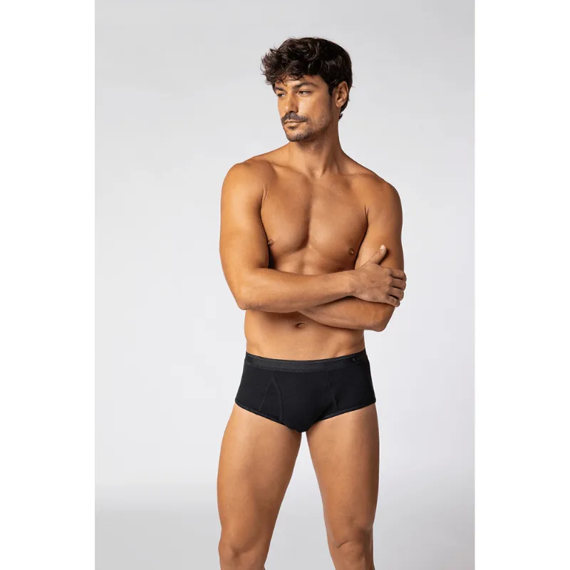 Cueca Slip Canelada com Abertura Masculina Lupo Tamanho: GG (50 a 52) | Cor: Preto