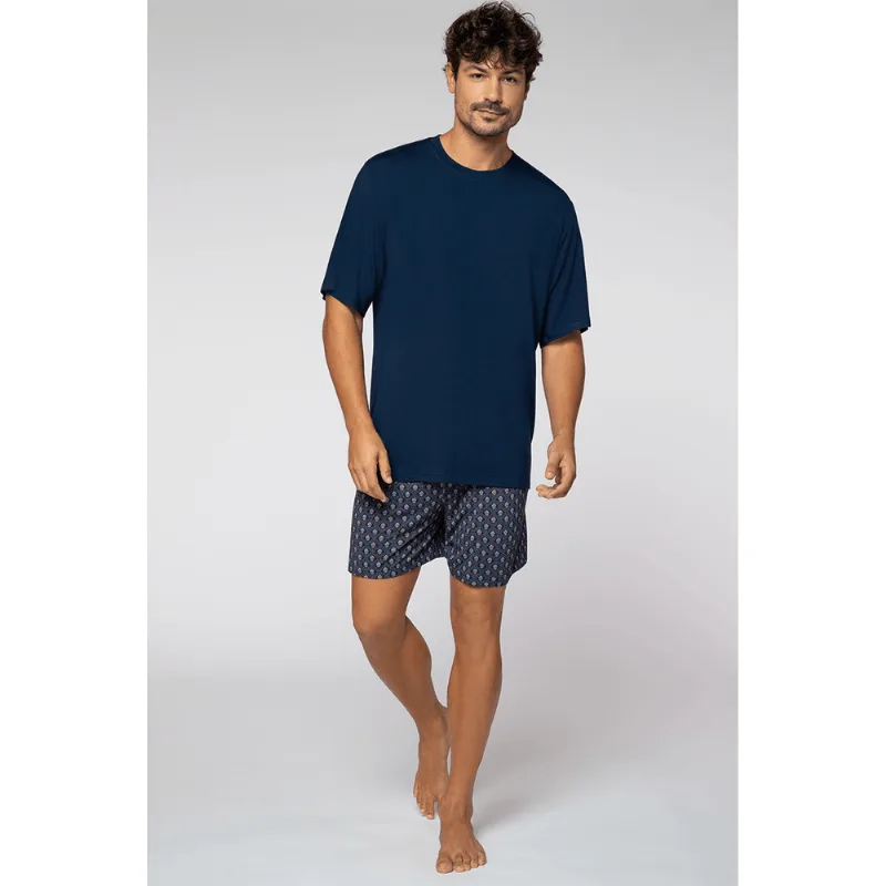Pijama Curto Gravataria Masculino Lupo Tamanho: M (40 a 42) | Cor: Marinho