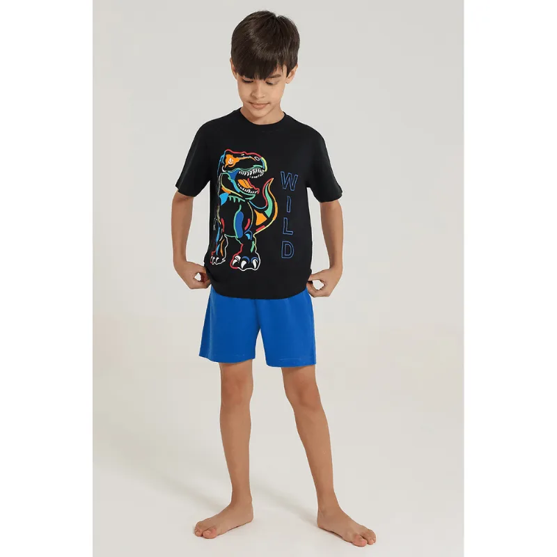 Pijama Curto Dino Infantil Masculino Lupo Tamanho: 06 anos | Cor: Preto
