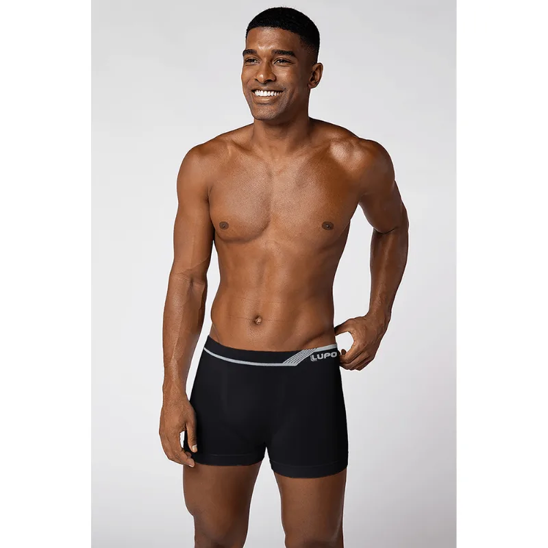 Cueca Boxer Microfibra Sem Costura Masculina Lupo Tamanho: G (46 a 48) | Cor: Preto