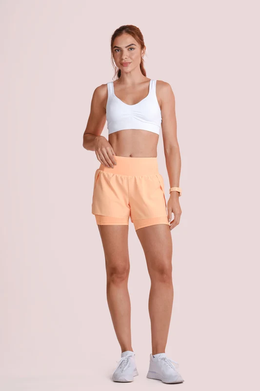 Shorts Lsport Feminino Duplo 7 Pockets Camarão - 3600 / G