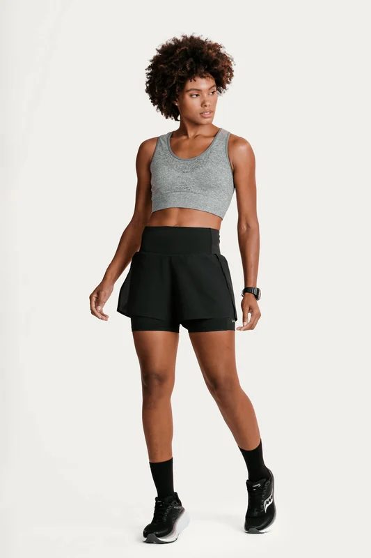 Shorts Lsport Feminino Duplo 7 Pockets Preta / GG