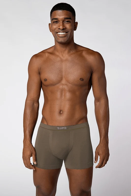 Cueca Boxer Fio de Bambu Sem Costura Lupo Edition Marrom / M (42 a 44)
