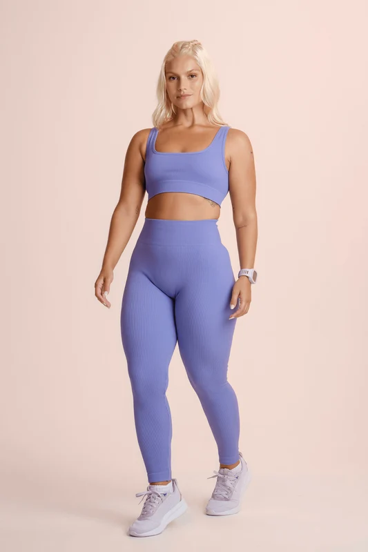 Calça Legging Basic Sem Costura Canelada Violeta / GG
