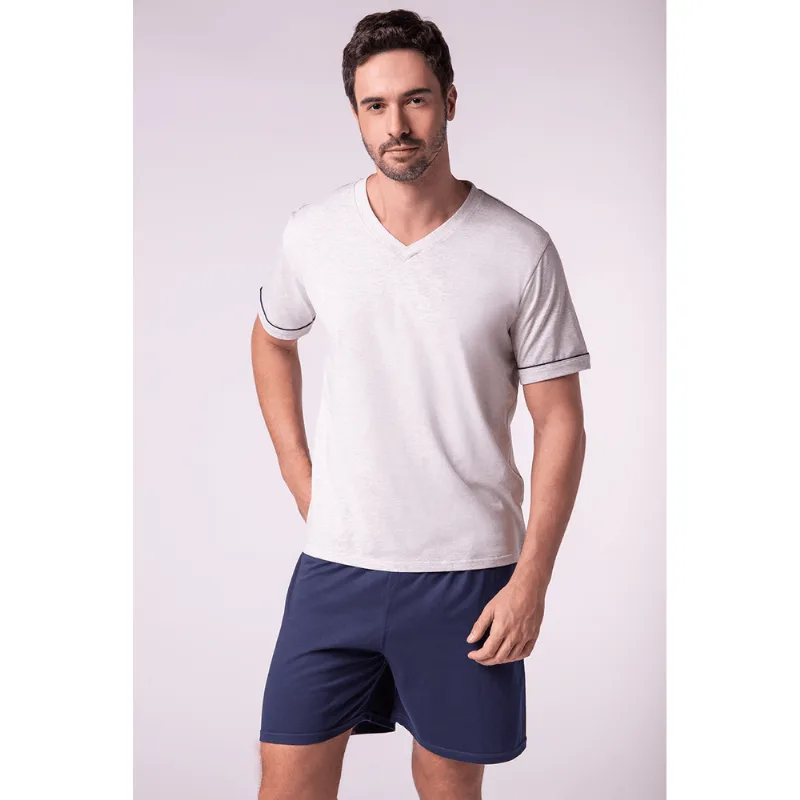Pijama Curto Masculino Lupo Tamanho: G | Cor: Marinho