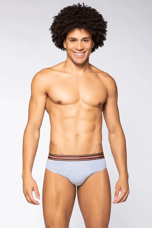 Cueca Adulto Slip Algodão Com Elastano Cós Mini Lupo Cinza Mescla / M (42 a 44)