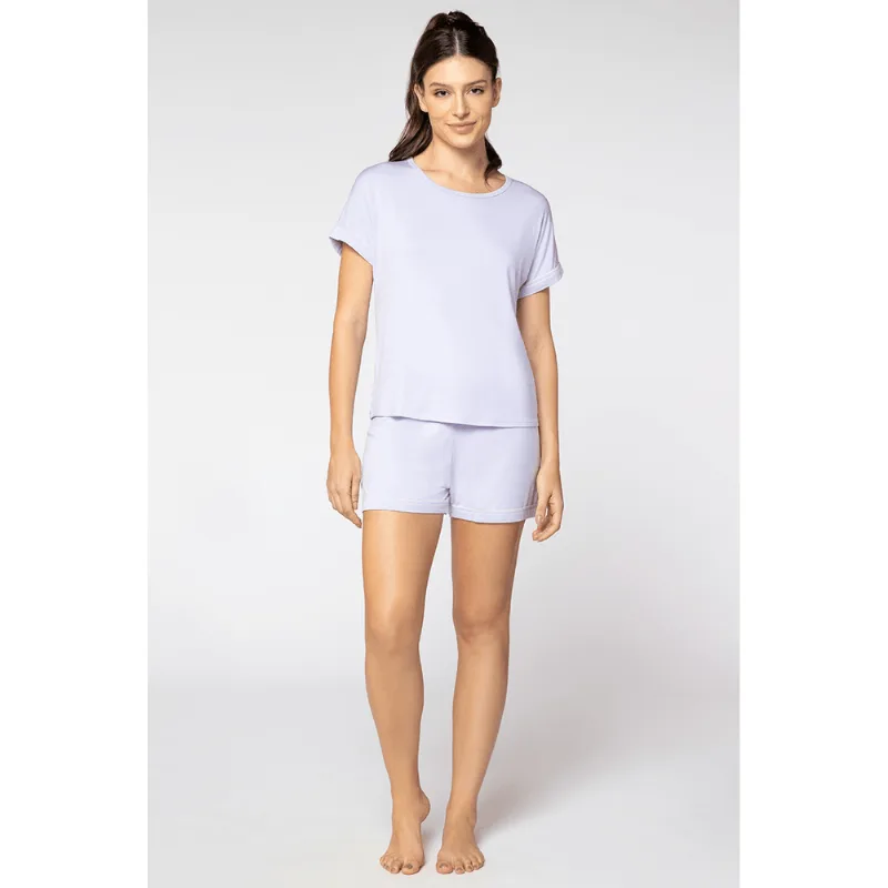 Pijama Curto Linhas Feminino Lupo Tamanho: M (40 a 42) | Cor: Lilás