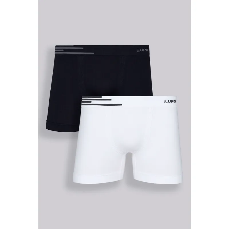 Kit 2 Cuecas Boxer Adulto Sem Costura Tamanho: P | Cor: Branca/Preta