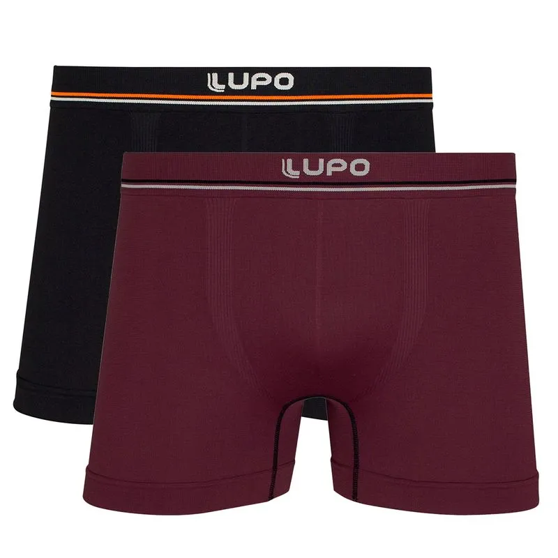 Kit Cueca Boxer Básica 2 Unidades Lupo Kit Cueca Boxer Vinho e Preto Básica 2 Unidades Lupo