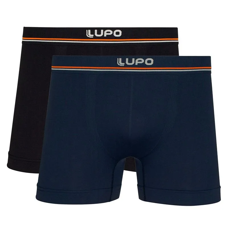 Kit Cueca Boxer Básica 2 Unidades Lupo Kit Cueca Boxer Blue Nights e Preto Básica 2 Unidades Lupo