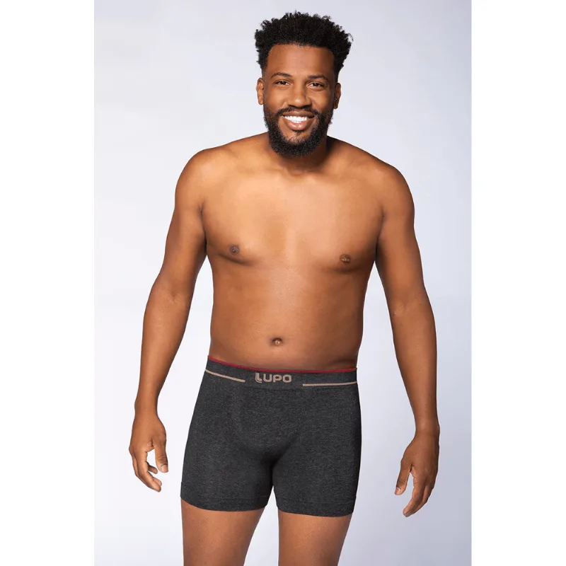 Cueca Boxer Sem Costura Tamanho Especial Masculina Lupo Tamanho: XG | Cor: Preto Mescla