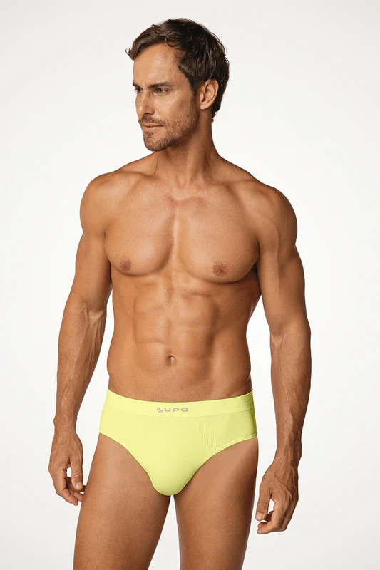 Cueca Slip Micromodal Sem Costura Masculina Lupo Amarelo / P (38 a 40)