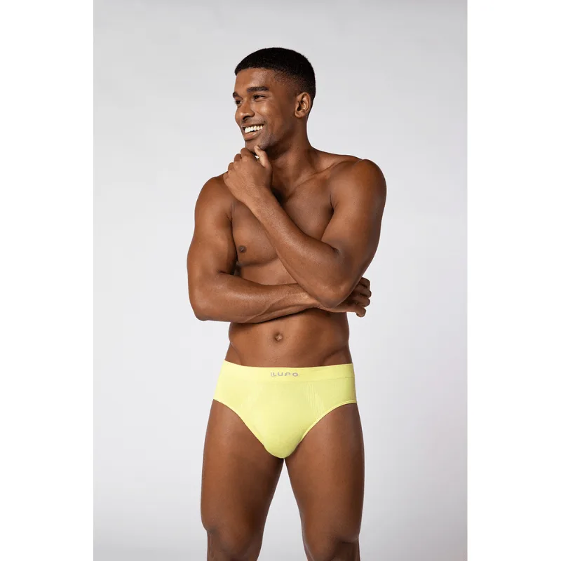 Cueca Slip Micromodal Sem Costura Masculina Lupo Tamanho: G (46 a 48) | Cor: Amarelo