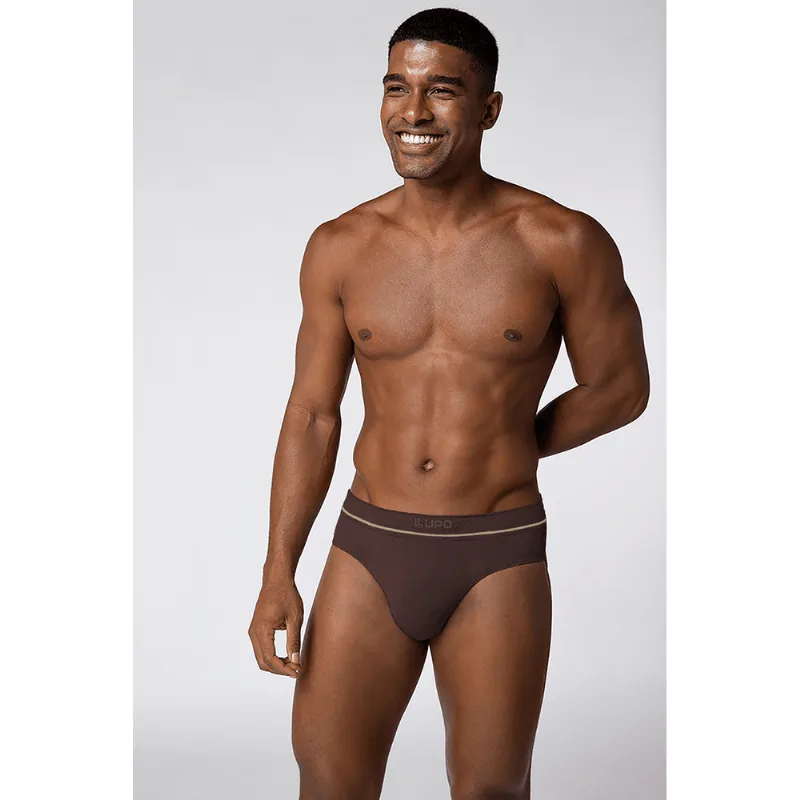 Cueca Slip Fio de Bambu Sem Costura Lupo Edition Tamanho: GG | Cor: Cafe Marrom - Lupo