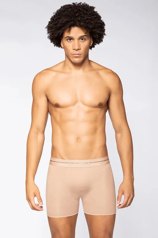 Cueca Boxer Adulto com Elastano Bege / P (38 a 40)