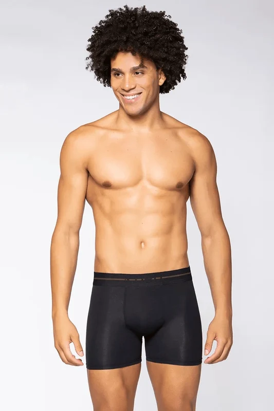 Cueca Boxer Adulto com Elastano Preta / P (38 a 40)