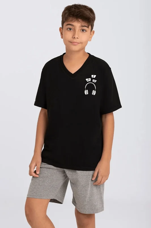 Pijama Lupo TM Music Infantil Preta / 16 anos