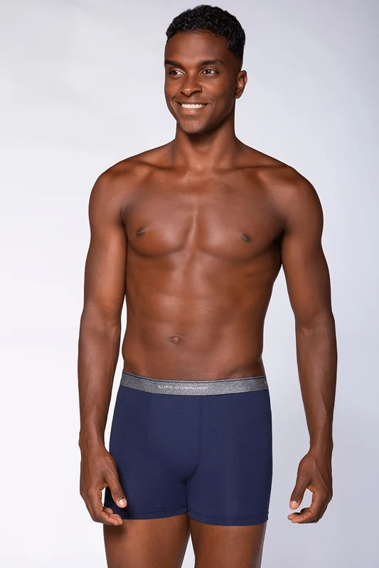 Cueca Boxer Adulto Com Elastano Marinho / G (46 a 48)