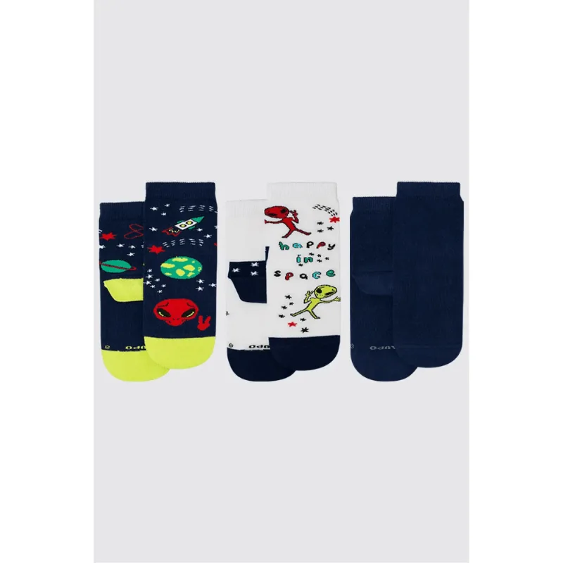 Kit 3 Meias Cano Médio Infantil Masculina Lupo Tamanho: 4/6 | Cor: Sortida