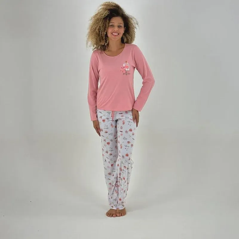 Pijama Lupo Manga Longa com Calça Feminino