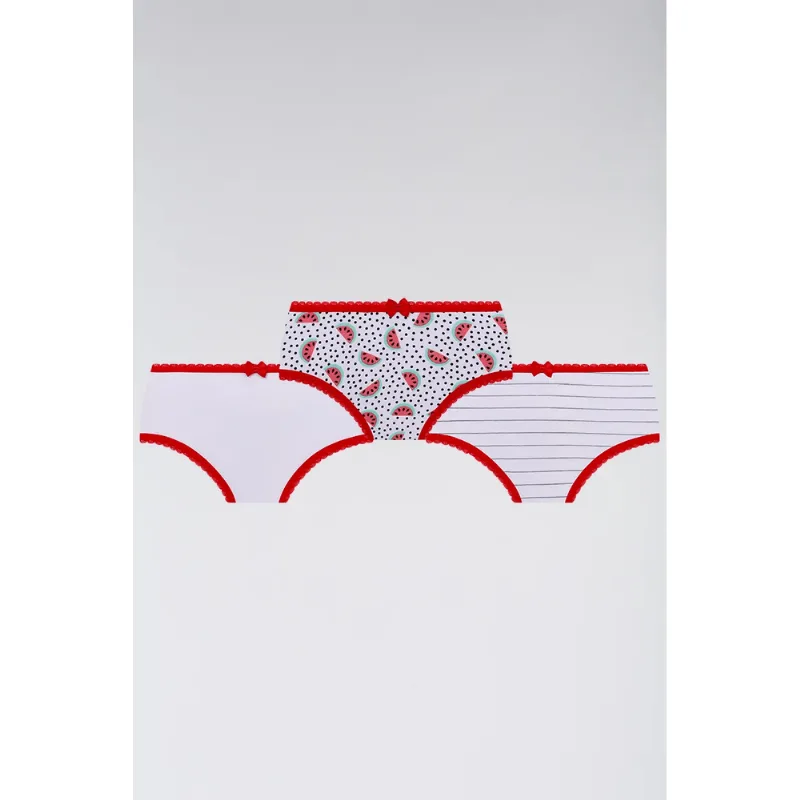 Kit 3 Calcinhas Lobinha Estampada Algodão Tamanho: PP (0 a 02 anos) | Cor: Sortida