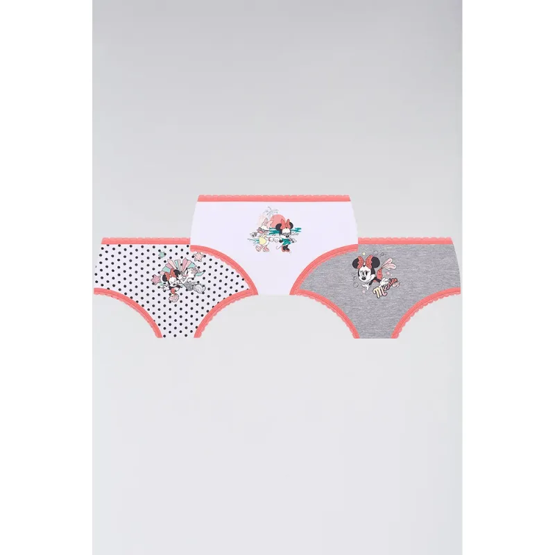 Kit 3 Calcinhas Kids Minnie Algodão Tamanho: PP (0 a 02 anos) | Cor: Sortida