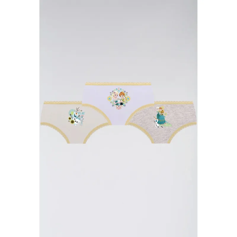 Kit 3 Calcinhas Kids Frozen Algodão Tamanho: PP (0 a 02 anos) | Cor: Sortida