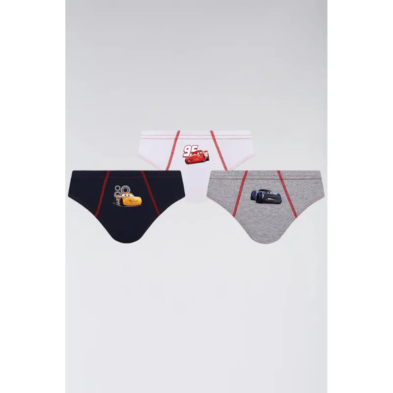 Kit 3 Cuecas Slip Carros Infantil Masculina Lupo Tamanho: PP (0 a 02 anos) | Cor: Sortida