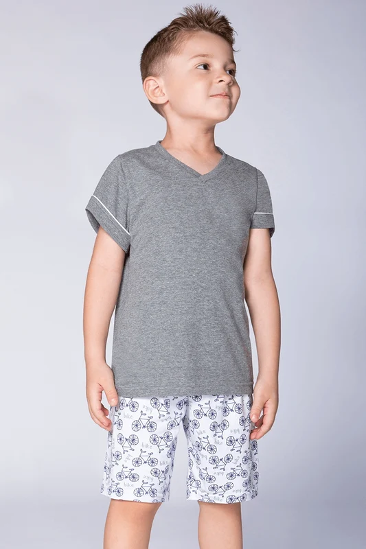 Pijama Curto Bike Infantil Masculino Lupo Chumbo Mescla / 08 anos