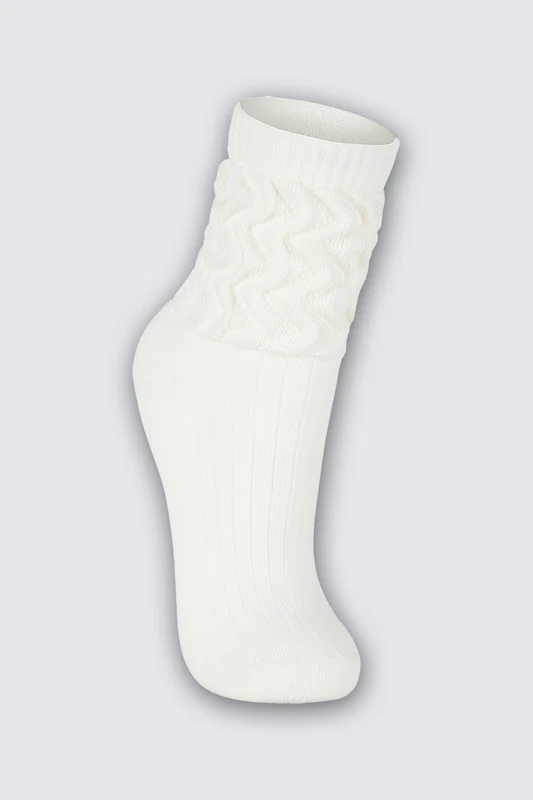 Meia Cano Longo Felpa Infantil Feminina Lupo Off White / 24 a 29