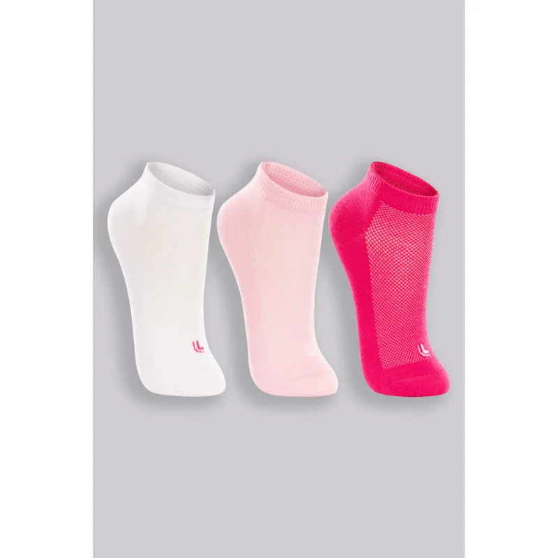 Kit 3 Meias Cano Curto Esportiva Infantil Feminina Lupo Tamanho: 046 (Calçados 24 a 29) | Cor: Sortida